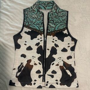 Saddle Boutique  Medium Brown/Black/White & Turquoise Vest.